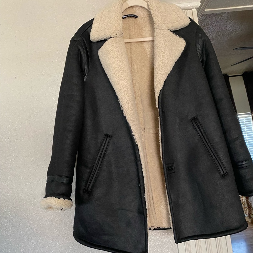 Zara Black Teddy Jackets